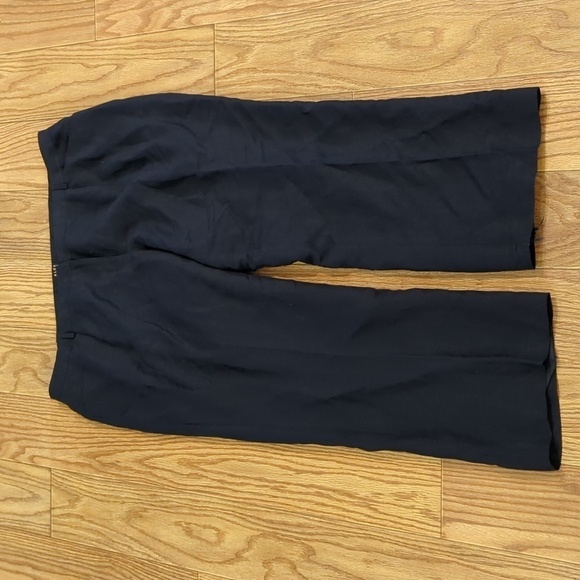 Navy blue linen-blend straight-leg lined business casual pants, Alex Marie 20W - Picture 1 of 5